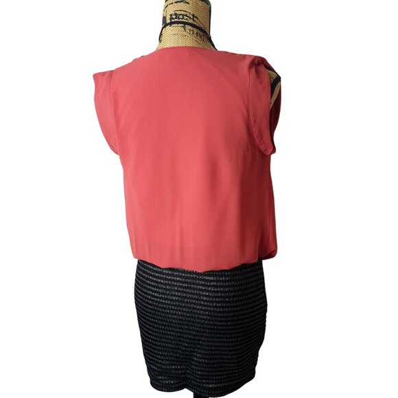 UB LA Womens Sleeveless Dress S Coral Drape Neck Textured Black Party Cocktail - Picture 3 of 6